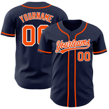 Laden Sie das Bild in den Galerie-Viewer, Custom Navy Orange-White Authentic Baseball Jersey