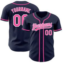 Загрузить изображение в средство просмотра галереи, Custom Navy Pink-White Authentic Baseball Jersey