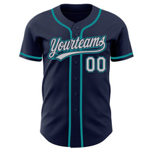 Load image into Gallery viewer, Custom Navy Gray-Teal Authentic Baseball Jersey