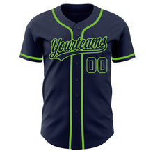 Загрузить изображение в средство просмотра галереи, Custom Navy Navy-Neon Green Authentic Baseball Jersey