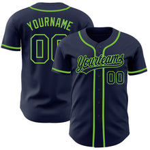 Загрузить изображение в средство просмотра галереи, Custom Navy Navy-Neon Green Authentic Baseball Jersey