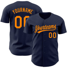 Load image into Gallery viewer, Custom Navy Bay Orange-Navy Authentic Baseball Jersey