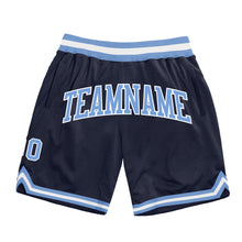 Загрузить изображение в средство просмотра галереи, Custom Navy Light Blue-White Authentic Throwback Basketball Shorts