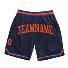 Load image into Gallery viewer, Custom Navy Orange-Royal Authentic Throwback Basketball Shorts