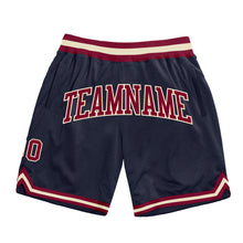 Загрузить изображение в средство просмотра галереи, Custom Navy Maroon-Cream Authentic Throwback Basketball Shorts