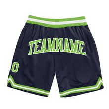 Charger l'image dans la galerie, Custom Navy Neon Green-White Authentic Throwback Basketball Shorts