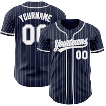 Load image into Gallery viewer, Custom Navy White Pinstripe White-Gray Authentic Baseball Jersey