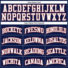 Загрузить изображение в средство просмотра галереи, Custom Navy White Pinstripe White Gray-Red Authentic Basketball Jersey