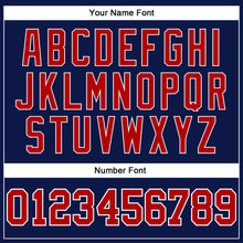 Load image into Gallery viewer, Custom Navy White Pinstripe Red Authentic Basketball Jersey