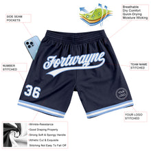 Load image into Gallery viewer, Custom Navy White-Light Blue Authentic Throwback Basketball Shorts
