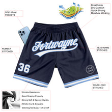 Load image into Gallery viewer, Custom Navy White-Light Blue Authentic Throwback Basketball Shorts