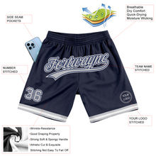Load image into Gallery viewer, Custom Navy Gray-White Authentic Throwback Basketball Shorts
