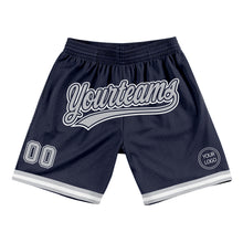 Load image into Gallery viewer, Custom Navy Gray-White Authentic Throwback Basketball Shorts
