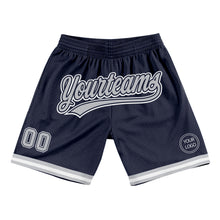 Load image into Gallery viewer, Custom Navy Gray-White Authentic Throwback Basketball Shorts