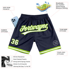 Load image into Gallery viewer, Custom Navy White-Neon Green Authentic Throwback Basketball Shorts
