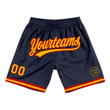 Загрузить изображение в средство просмотра галереи, Custom Navy Gold-Red Authentic Throwback Basketball Shorts
