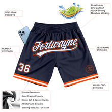 Load image into Gallery viewer, Custom Navy White-Orange Authentic Throwback Basketball Shorts
