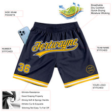 Загрузить изображение в средство просмотра галереи, Custom Navy Gold-White Authentic Throwback Basketball Shorts