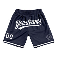 Загрузить изображение в средство просмотра галереи, Custom Navy White Authentic Throwback Basketball Shorts