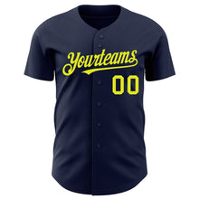 Загрузить изображение в средство просмотра галереи, Custom Navy Neon Yellow Authentic Baseball Jersey
