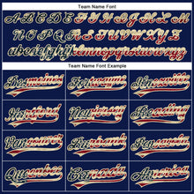Charger l'image dans la galerie, Custom Navy Red Pinstripe Vintage USA Flag-City Cream Authentic Baseball Jersey
