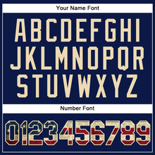 Charger l'image dans la galerie, Custom Navy Red Pinstripe Vintage USA Flag-City Cream Authentic Baseball Jersey