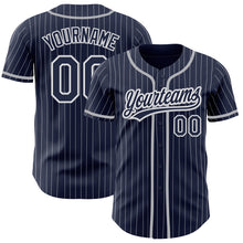 Загрузить изображение в средство просмотра галереи, Custom Navy White Pinstripe Gray Authentic Baseball Jersey