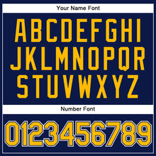 Загрузить изображение в средство просмотра галереи, Custom Navy White Pinstripe Gold Authentic Baseball Jersey