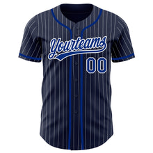 Загрузить изображение в средство просмотра галереи, Custom Navy White Pinstripe Royal Authentic Baseball Jersey