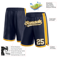 Laden Sie das Bild in den Galerie-Viewer, Custom Navy White-Gold Authentic Basketball Shorts