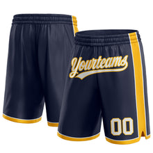 Load image into Gallery viewer, Custom Navy White-Gold Authentic Basketball Shorts
