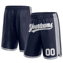 Laden Sie das Bild in den Galerie-Viewer, Custom Navy White-Gray Authentic Basketball Shorts