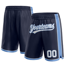 Load image into Gallery viewer, Custom Navy White-Light Blue Authentic Basketball Shorts