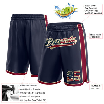 Custom Navy Vintage USA Flag Maroon-Cream Authentic Basketball Shorts