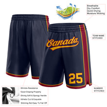 Laden Sie das Bild in den Galerie-Viewer, Custom Navy Yellow-Maroon Authentic Basketball Shorts