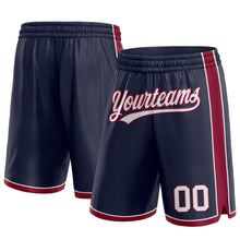 Laden Sie das Bild in den Galerie-Viewer, Custom Navy White-Maroon Authentic Basketball Shorts