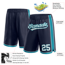 Laden Sie das Bild in den Galerie-Viewer, Custom Navy White-Teal Authentic Basketball Shorts