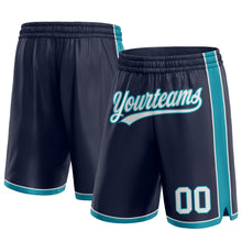 Laden Sie das Bild in den Galerie-Viewer, Custom Navy White-Teal Authentic Basketball Shorts