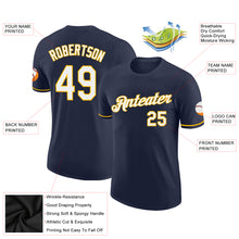 Load image into Gallery viewer, Custom Navy White-Gold Performance T-Shirt
