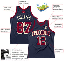 Load image into Gallery viewer, Custom Navy Maroon-Cream Authentic Throwback Basketball Jersey
