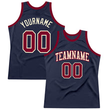 Load image into Gallery viewer, Custom Navy Maroon-Cream Authentic Throwback Basketball Jersey
