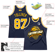 Загрузить изображение в средство просмотра галереи, Custom Navy Gold-White Authentic Throwback Basketball Jersey