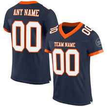 Load image into Gallery viewer, Custom Navy White-Orange Mesh Authentic Football Jersey