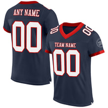 Load image into Gallery viewer, Custom Navy White-Red Mesh Authentic Football Jersey