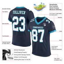 Load image into Gallery viewer, Custom Navy White-Panther Blue Mesh Authentic Football Jersey