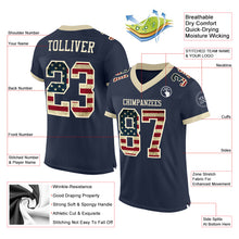Load image into Gallery viewer, Custom Navy Vintage USA Flag-Cream Mesh Authentic Football Jersey