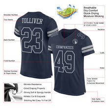 Load image into Gallery viewer, Custom Navy Gray Mesh Authentic Football Jersey