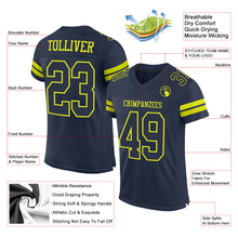 Laden Sie das Bild in den Galerie-Viewer, Custom Navy Neon Yellow Mesh Authentic Football Jersey