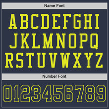 Laden Sie das Bild in den Galerie-Viewer, Custom Navy Neon Yellow Mesh Authentic Football Jersey