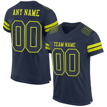 Laden Sie das Bild in den Galerie-Viewer, Custom Navy Neon Yellow Mesh Authentic Football Jersey